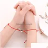 Chain 2Pcs/Set Heartshaped Magnet Couple Bracelet Adjustable Black Red Rope Hand Classic Men Women Paired Bracelets Drop Delivery Jew Dhmmr