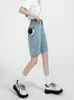 女子ジーンズの女性Y2Kファッションショートパンツビンテージハイウエストソリッドカラー膝の長さデニムショーツガールズストリートウェア服