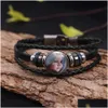 Cadeia moda de moda tamanho ajustável 17mm Charm de vidro de bebê fofo MTILayer Leather Bracelet for Men Momen Mulheres feitas à mão Jóias Droga Droga de Drop Dhale