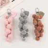 Keychains Fruit Pompom Ball Key Chain For Women Girls Car Bags Charms Solid Grape Ring Fashion Heart Shaped Pendant Keychain