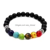 Beaded Classic 7 Chakra Healing Bracelet Natural Lava Stone Tiger Eye 8Mm For Women Men Fashion Yoga Pray Jewelry Gift Drop Delivery Dhei4