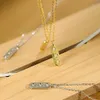 Kolyeler Andywen 925 STERLING Gümüş Altın Meydanı Kolye Üç Zirkon Kolye Uzun Zincir Süzme Lüks Takı Şık Mücevher