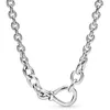 Colliers Original Chunky Infinity Knot Chain Collier pour 925 Collier à charme de perle en argent sterling