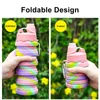 Tumblers 500ML Portable Retractable Silicone Bottle Folding Water Outdoor Travel Drinking Cup With Carabiner Collapsible cup 230520