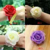 New Artificial Flowers Wedding Decorations Bridal Hand Flower Bridesmaids sisters wrist Corsage Foam Rose Simulation Fake Flowers