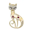 Söt kattbroschfjäril Rhinestone Women Alloy Animal Pins Crystal Corsage Lapel Pin Collar Button Party Dress Accessories