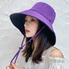 Wide Brim Hats Double-Sided Ladies Sun Hat With String Women Uv Protection Female Outdoor Fisherman Cap Fold Summer Beach Bucket HatWide