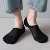 Calcetines de verano para hombre, calcetín invisible antideslizante de cinco dedos con puntera de algodón transpirable para hombre