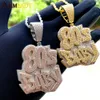 Colliers Hip Hop Hommes Garçon Deux Tons Couleur Plaqué Collier Glacé Bling 5A Zircone Cubique 80's Bébé Pendentif Mode Lettre Charme Bijoux