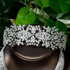 Halsband örhängen set hibride classic vatten droppe pendients pannband tiaras princesas 5st full kubik zirocnia vitguldfärg kvinnor n-1619