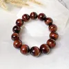 Strand Zhen-D Jewelry Natural Red Tiger Eye Stone Gemstone Beads Bracet