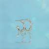 Hoop oorbellen Ins Simple Blue Flower Earring Vintage Copper Gold Gold Zirkoon voor vrouwen Girls Fashion Jewelry cadeau