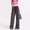 Damesbroeken Werkkleding Women broek Wide Been Design Sense Losse Amerikaanse stijl Zoete coole pocket Solid color pant