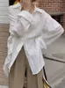 レディースブラウスシャツhouzhou白人女性ベーシックファッションシックな女性ビンテージ韓国長袖アーバン透明なカーディガン230519