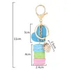 Keychains Macaron Cake Keychain PU Love Alloy Leaf Key Chain Charme voor dames tas hanger ring party cadeau sieradenhouder