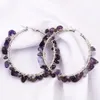 Stud Natural Stone Big Hoops örhängen Reiki Healing Rubble Amethyst Lapis Lazuli Tiger's Eye Quartz Chakra Crystal Ear Hoop