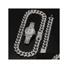 Другие ювелирные наборы 3pcs/set Men Hip Hop Iced Out Bling Bracelets Bracelets Посмотрите на кубинские сети связки ожерелья ожерелья Hiphop Drop Drow Dh8vi