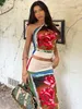Zweiteiliges Kleid Hawthaw Damen Sommer Crop Tops Midirock Passende Sets Urlaubsoutfits Streetwear Großhandelsartikel für Unternehmen 230519