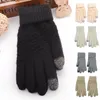 Five Fingers Gloves Winter Anti-slip Knitted Autumn Skin-friendly Beautiful Ribbed Cuff Stretchy Jacquard