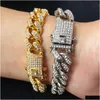 Tennis Gold Sier Bracelets Jewelry Diamond Iced Out Miami Cuban Link Chain Bracelet Mens Hip Hop Drop Delivery Dhbpo