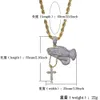 Necklaces Iced Out Praying Hand Pendant Necklace With Cross Mens/Women Gold Plated Hip Hop Charm Jewelry Necklace Chain For Gifts