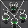 Brincos colar de colar de zircão verde de zircão de zircão feminino anel de cristal rápido QZ0370 Drop Deliver