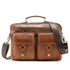 Briefcases Leather Men's Bag Crazy Horse Retro Shoulder Top Layer Messenger Handbag 8001