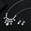 Ketting oorbellen set luxe druppel tassel klassieke stijl sieraden witte Europese en Amerikaanse kubieke zirconia steen