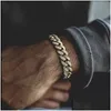 Цепная новая хип -хоп золотой мужские мужские браслеты симуляции бриллианто