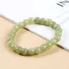 Armreif JD Natürliche Stein Chinesische Hetian Grüne Jade Barrel Form Armbänder Frauen Vintage Stretch Charme Schmuck Perlen Gebet Armreifen