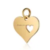 Charms Hollow Double Heart Heart Aço inoxidável Charme pequeno para colar de bracelete Gold Gold Gold Sier Placting Acessórios de jóias DIY Drop del Dh5cl