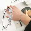 Bilezikler moda estetik melek kanatları zirkon ayarlanabilir açılış bileziği kadınlar için kız arkadaş doğum günü partisi ifadesi mücevher hediyesi