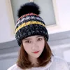 Beanies Beanie/Skull Caps Spring Fashion Women Splicing Striped Color編み帽子ボールヘッドギアキャップウォームフリースバラクラバニット