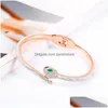 Bangle Fashion Snake Shaped Titanium Steel Womens Pseras Rose Gold Plated Armelets Crystal Zircon Open Clasp Design Smyckesgåvor F Dhirf