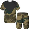 Męskie dresy Summer 3D Print Camuflag Set Suit Casual Tracksuit 2 -Place Oversed Sportswear Man Tshirt Shorts Stroje Ubrania 230520