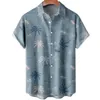 Mäns casual skjortor harajuku fjäder hawaiisk herrskjorta tryckt kort ärm avslappnad vit gata sommarstrandskjortor för män kläder sommar 230519