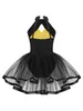 Dancewear Kids Girls Sequins Ballet Dance Tutu Dress Sparkly Halter Gymnastics Leotard Modern Latin Jazz Dance Clothes 230520