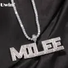 Necklaces UWIN Custom Name Pendent Necklaces Iced Out Big Baguette Cubic Zirconia Letters Personalized Hip Hop Letters Choker Jewelry