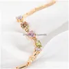 Chain Elegant Bride Shining 3A Cubic Zircon Golden Sier Link Bracelet For Women 18K Gold Plated Cz Bracelets Fashion Jewelry Gift 20 Dhka5