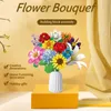 Blocos 2023 Novas Flores Românticas Buquê de Flores Silvestres Blocos de Construção Decoração de Casa Blocos de Construção Brinquedo Feriado Namorada Presente R230701