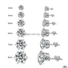 Stud Fashion Crown Zirconia Round Earring voor mannen en vrouwen M8mm Gevestigde diamant oorbellen Wedding rock rapper sieraden cadeau drop deliv dh2sh