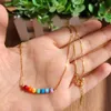 Bangles 1pc Fashion opal Rainbow 7 colors 4mm Opal Bead necklace opal round ball/beads necklace with 925 silver Box chain