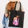 Borse da sera Moda Viaggi Ragazza Donna Indietro Vino Caffè Musica Spiagge Fiore Tela Spalla Borsa in cotone Casual Shopping riutilizzabile