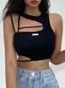 Sport Donna Estate Top Hollow Knits Tanks Camicie Out Black Y2K T-shirt senza maniche Skinny Cool Punk T-shirt Techwear Spring New Sexy Crop Top