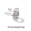 솔리테어 링 여성 패션 핑크 타원형 타원형 입방 지르콘 커플 약혼 반지를위한 보석 보석 시뮬레이션 다이아몬드 드롭 배달 dhhbe