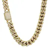 Torques 18mm Classic Light Gold 18K Full Diamond Necklace Hot Sale Hip Hop Mens Chain