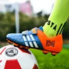 Safety Shoes Size 28-38 Children's Football Boots Long Spike Hook Loop Futsal Shoes Boy TF Turf Soccer Shoes Kids Sneakers Chuteira Futebol 230519