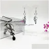 Pendientes Collar Conjunto Negro Espiral Torbellino Cristal Murora Lampwork Transparente Colgante Pendiente Para Mujer Joyería Regalo Chin Dhgarden Dhipw