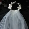 Headpieces Super Fairy Elegant Flower Wreath Bridal Veil Fashion Wedding Headbonad Modeling Women Pannband