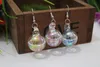 Earrings 50pcs/lot New fashion 20mm round glass globe soap bubble bottle colorful liquid beads in vial ing vial with earring hook